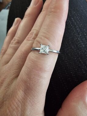Classic Solitaire Princess-Cut VVS1 Moissanite Adjustable Ring in Silver